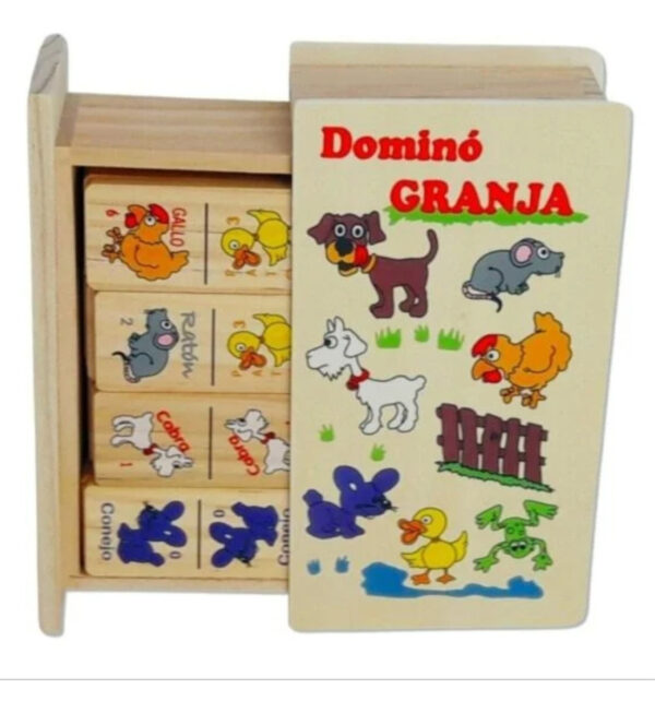 Pack 3 Dómino De Madera Granja-selva-transporte Montessori