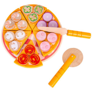 Juguete De Madera Pizza Con Cortes Montessori
