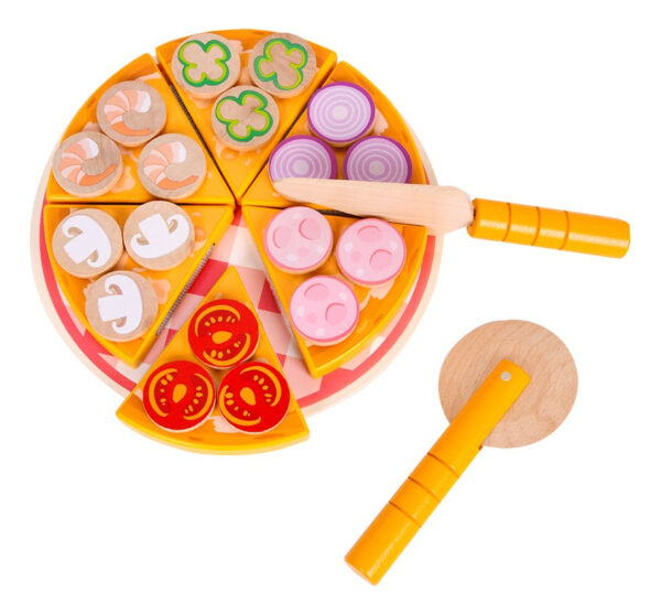 Juguete De Madera Pizza Con Cortes Montessori