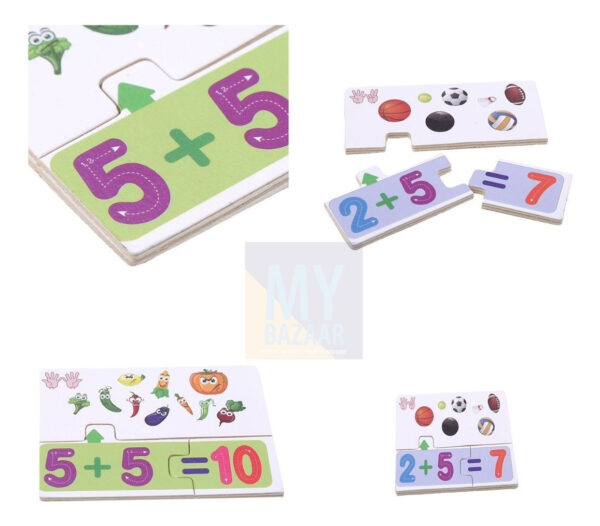 Números Y Matematicas Básicas Juego Puzzle Madera Didáctico - Imagen 2
