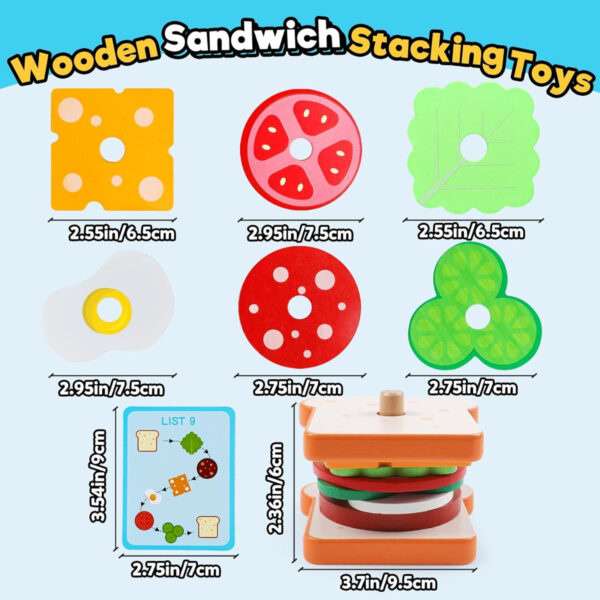 Hamburguesa / Sandwich De Madera Montessori Encajar Apilar - Imagen 5