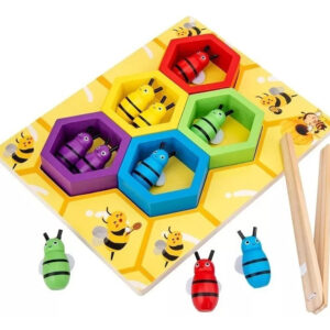 Colmena, Abejas Y Pinza De Madera Montessori Escolar