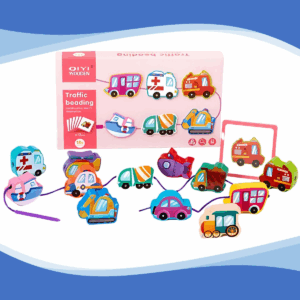 Juego Montessori De Enhebrado Medios de Transporte Figuras De Madera