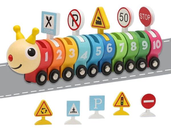 Tren Cuncuna Madera Colores Montessori Señales De Tránsito