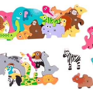 Puzzle Alfabeto De Animales De Madera Montessori Escolares