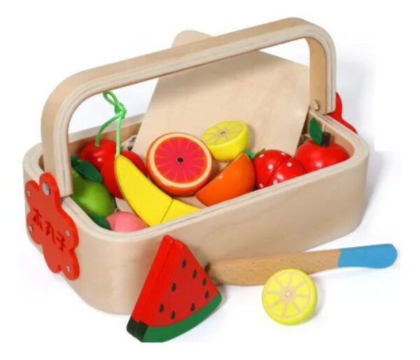 Canasta De Frutas De Madera Con Imán Montessori