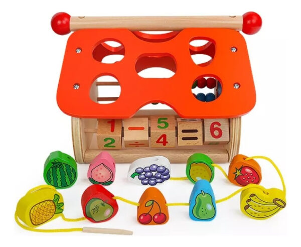 Casa Montessori Madera Con Encaje Y Enhebrador De Frutas - Imagen 12