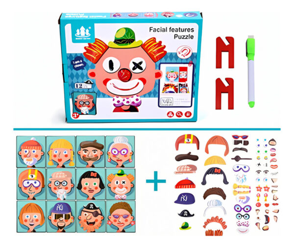Puzzle De  Expresiones Faciales Magnético Más Pizarra - Imagen 2