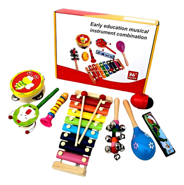Set De 8 Instrumentos Musicales Juguete De Madera Montessori - Imagen 2