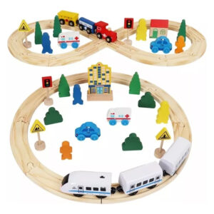 Pista De Autos Y Tren Juguete De Madera Didáctico Montessori