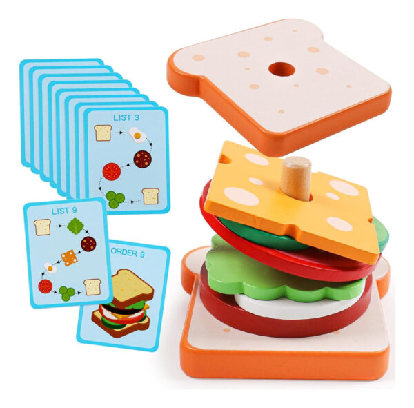 Hamburguesa / Sandwich De Madera Montessori Encajar Apilar