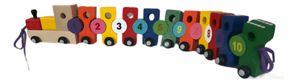 Tren De Madera  Enhebrado Con Arrastre Y Números Montessori - Imagen 3