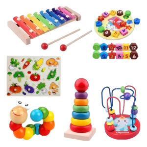 Pack 6 Juguetes Didácticos De Madera Para Niños Montessori