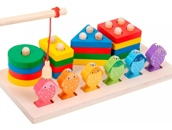 Juego De Pesca Magnético Y Encaje De Madera Montessori
