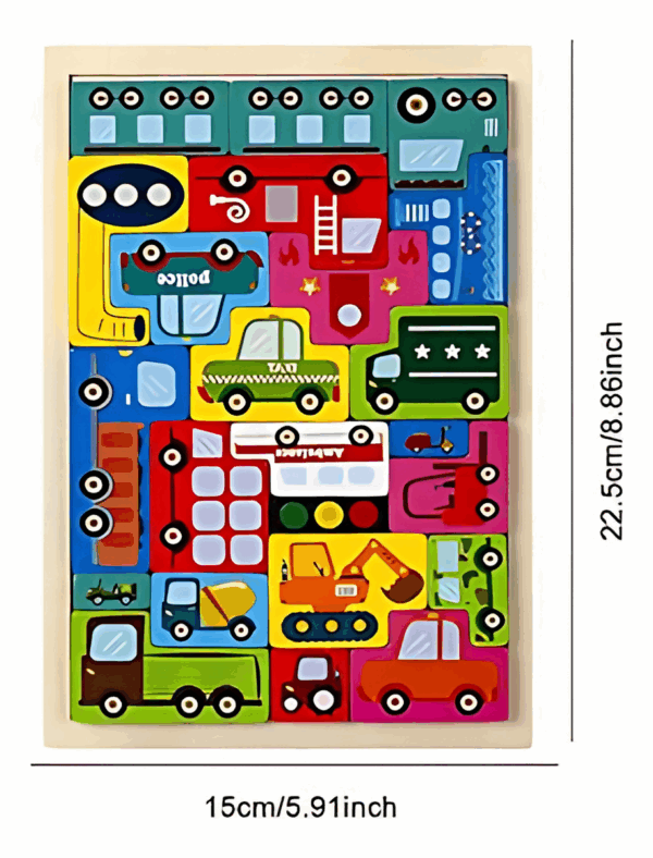 Tetris De Madera Juguete De Encaje Montessori vehículos - Imagen 4