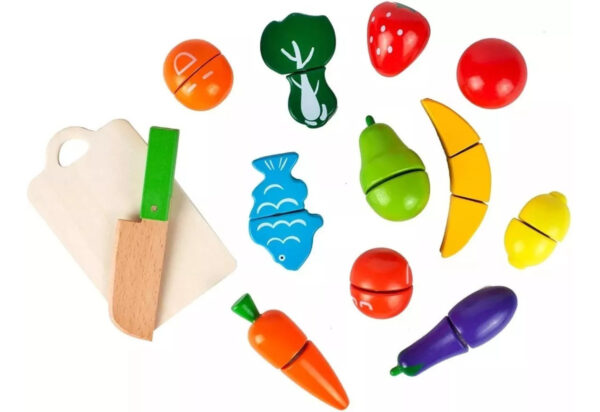 Balde De Frutas Y Verduras De Madera Juguete Montessori - Imagen 3