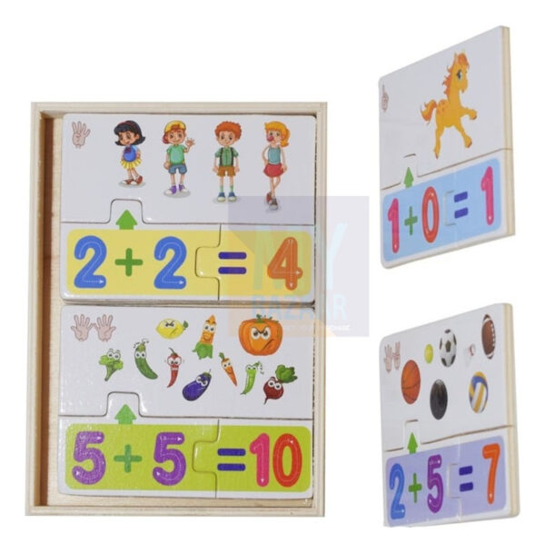 Números Y Matematicas Básicas Juego Puzzle Madera Didáctico - Imagen 3