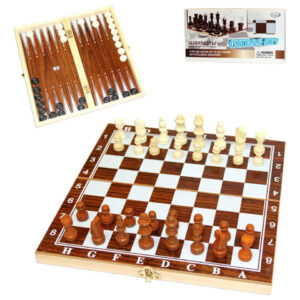 Ajedrez De Madera 3 En 1  39x39 Cm - Damas Y Backgammon