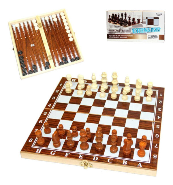 Ajedrez De Madera 3 En 1  39x39 Cm - Damas Y Backgammon