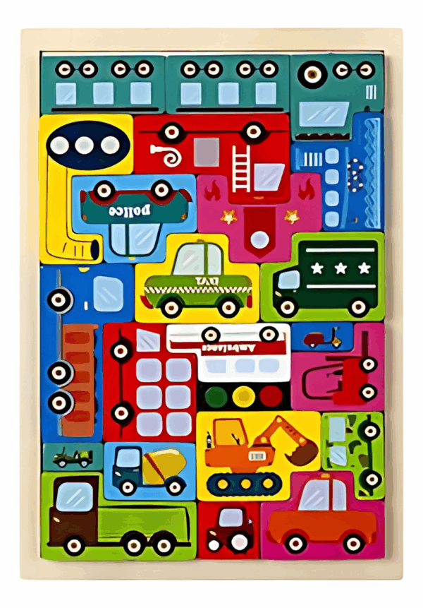 Tetris De Madera Juguete De Encaje Montessori vehículos - Imagen 2