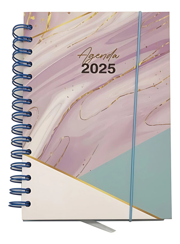 Agenda Planner 2025 Doble Espiral Tapa Dura Linea Colores - Imagen 2