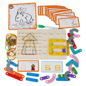 Juego 3 En 1 Creativo Montessori Elasticos Tablitas Y Dibujo