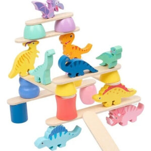 Juego De Equilibrio Dinosaurios Apilables Madera Montessori