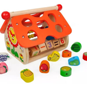 Casa Montessori Madera Con Encaje Y Enhebrador De Frutas