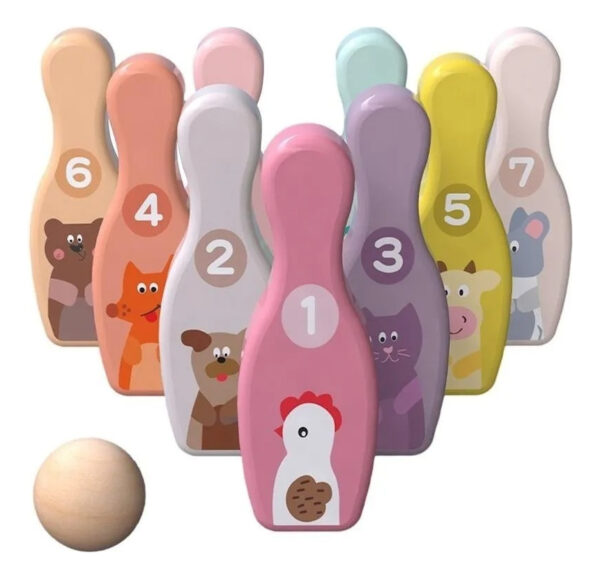 Palitroque De Madera Juguete Bowling Didáctico Montessori