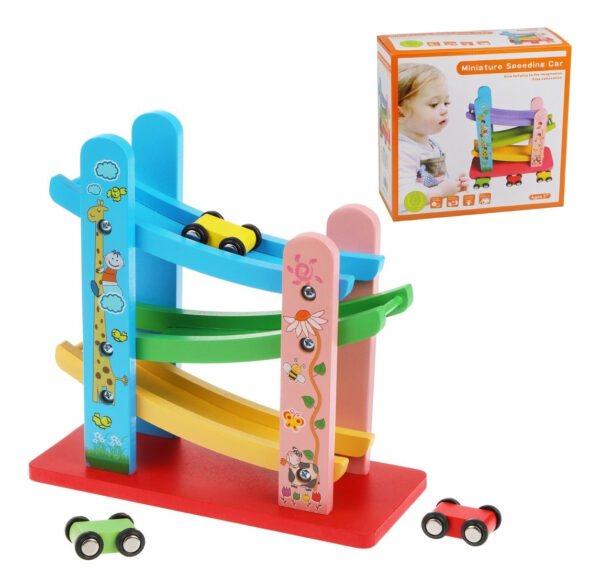 Pista De Autos De Madera 3 Niveles Didactico Montessori - Imagen 12