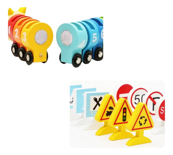Tren Cuncuna Madera Colores Montessori Señales De Tránsito - Imagen 6
