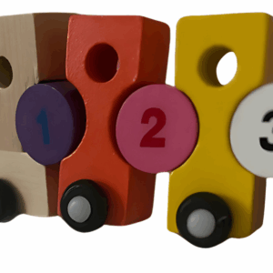 Tren De Madera  Enhebrado Con Arrastre Y Números Montessori