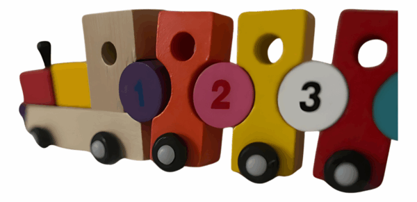 Tren De Madera  Enhebrado Con Arrastre Y Números Montessori